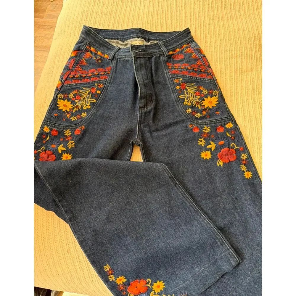 Spell & The Gypsy Collective Wanderlust Love Child Embroidered Flare Jeans - Picture 3 of 7